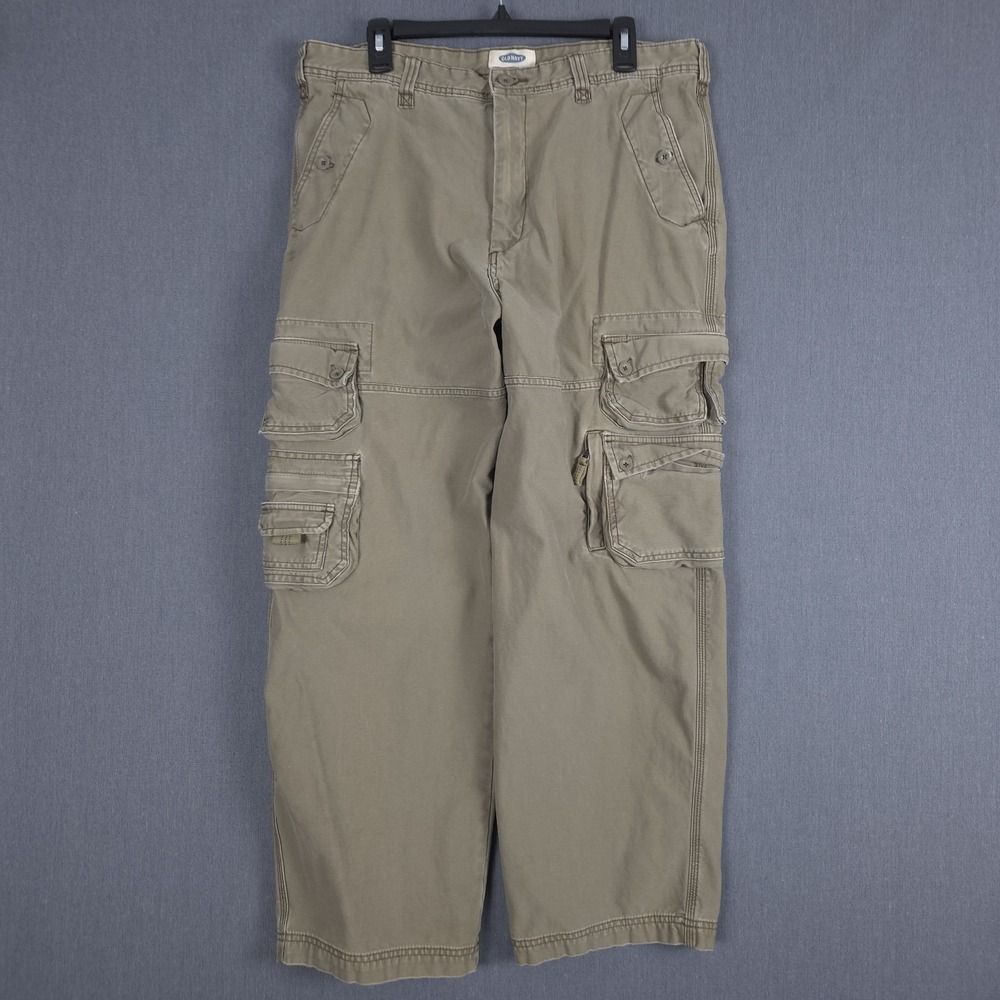 Vintage Old Navy Baggy Cargo Pants Mens 36x30 (Fits 34x29) Military Khaki Y2K